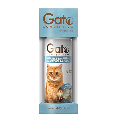 Gato Consentido - Foam de Limpieza en Seco, Shampoo en Seco para Gatos, Ideal para Mantener la Higiene de tu Mascota, 150 ml