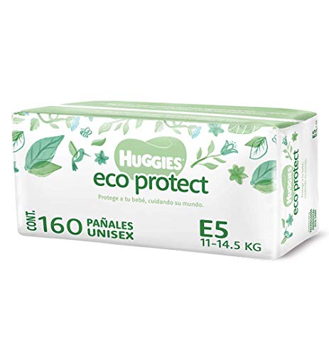 Huggies Eco Protect Pañal Desechable para bebé, Unisex, Etapa 5, Caja con 160 Pañales Desechables, Ideal para Bebés de 11 a 14.5 kilogramos