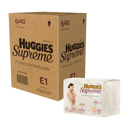 Huggies Supreme Pañal Desechable para Bebé, Etapa 1 Unisex, Caja con 240 Piezas, Ideal para Bebés de 3 a 5.5 kg