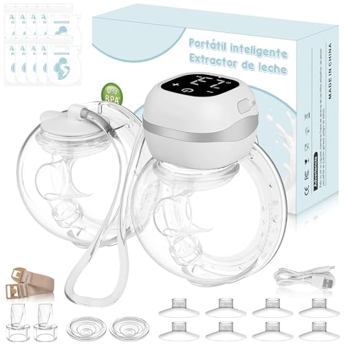 Extractor de Leche Electrico Doble,3 Modos y 9 Nivel Essaca leche Electrico Manos Libres con Pantalla LED,Sacaleches Eléctricos con 10 Bolsas Leche Materna,Extractor de Leche Portátil Bajo Ruido