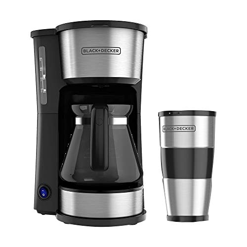 BLACK+DECKER Cafetera 4 en 1, con Vaso Personal y Filtro Permanente con Jarra de Vidrio, 5 Tazas, CM0755S-MX