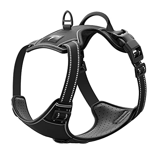 MASCRETTA Arnes Antitirones para Perro con Agarre al Pecho. Arnés para Perro Ergonómico, Ajustable y Cómodo para tu Mascota. Pechera Tactica para Cualquier Raza de Perro. Dog Harness. (L, Negro)