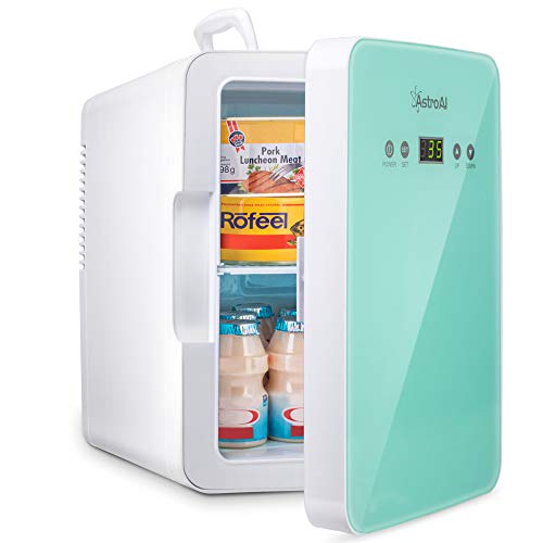 AstroAI Mini Refrigerador Mini fridge para Skincare de 6 litros / 8 latas con Control de Temperatura Enfriador Termoeléctrico Portátil AC/DC Mini Frigobar para Cosméticos Medicamentos Leche Materna (Verde menta)