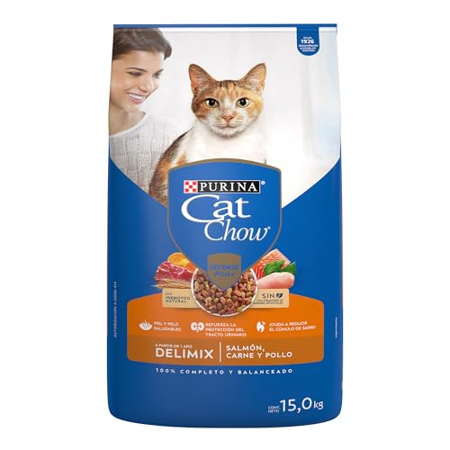 Purina Cat Chow Comida para Gato con Salmon, Carne y Pollo - 1 x 15.0 kg