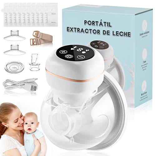 Extractor de Leche Electrico, Rabbitking Extractor De Leche Recargable Manos Libres, Pantalla LCD, 50dB Silencioso Bajo Nivel de Ruido Y Sin Dolor, Desmontaje Y Limpieza Simples, Trabajo Eficiente Perfecta Regalo Para Madre Novicia, 3 Modos Y 9 Niveles de Succión 24mm