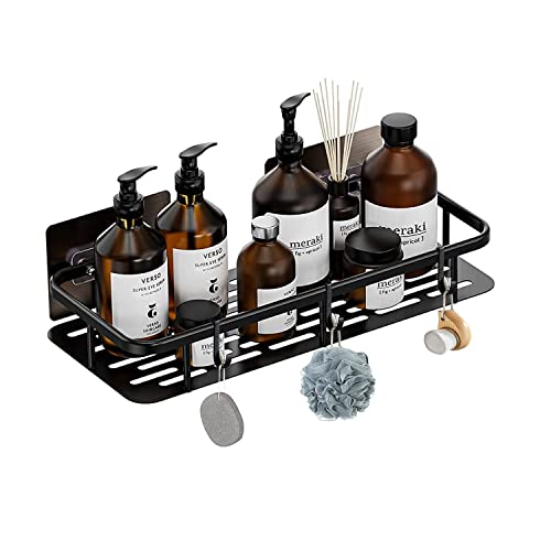 SOZOMO Estanteria Ducha para Baño, Estante para Baño Sin Taladro, Repisa para Baño Pared, Estante Organizador de Baño,Modelos más gruesos mejorados con 3 Ganchos,para Baño, Cocina, Lavabo, Ducha, Hotel，Inodoro, etc