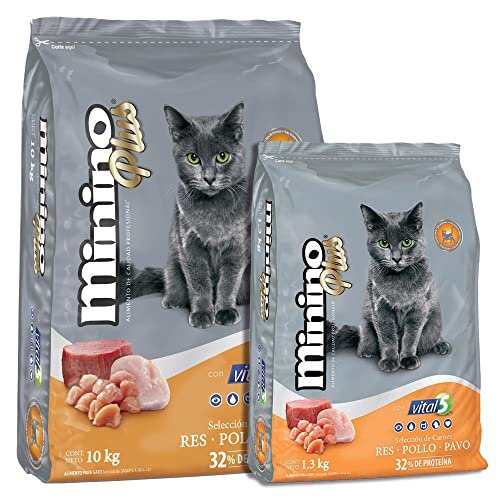 Minino Plus Bundle: 1 Minino Plus 10 kg + 1 Minino Plus 1.3 kg.